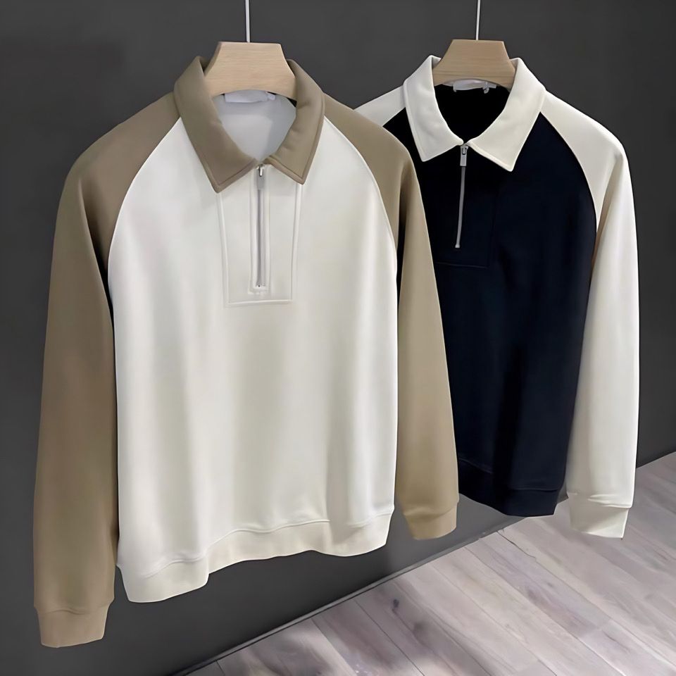 Raglan Sleeve Zip Sweatshirt Beige