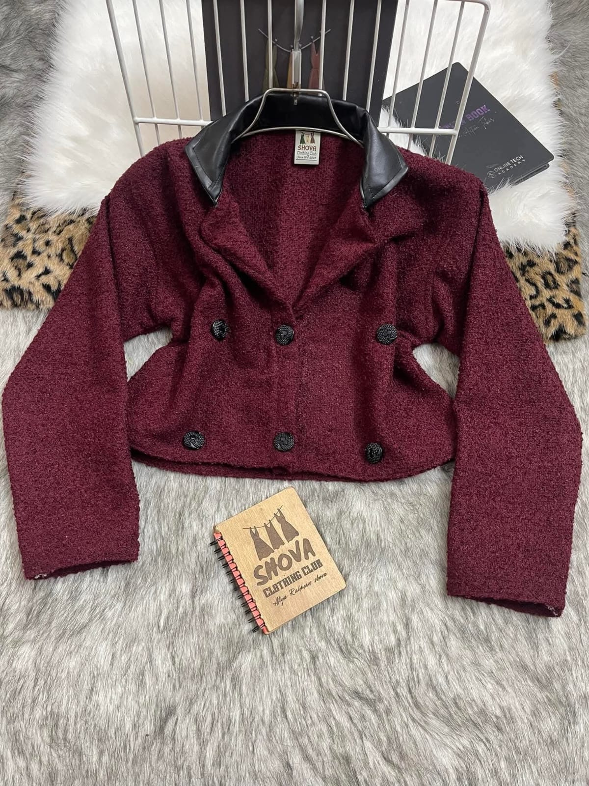 Double-Button Mini Blazer Maroon