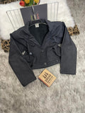 Double-Button Mini Blazer Black Denim