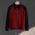 Raglan Sleeve Zip Sweatshirt Red