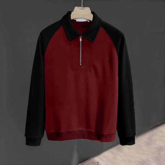 Raglan Sleeve Zip Sweatshirt Red