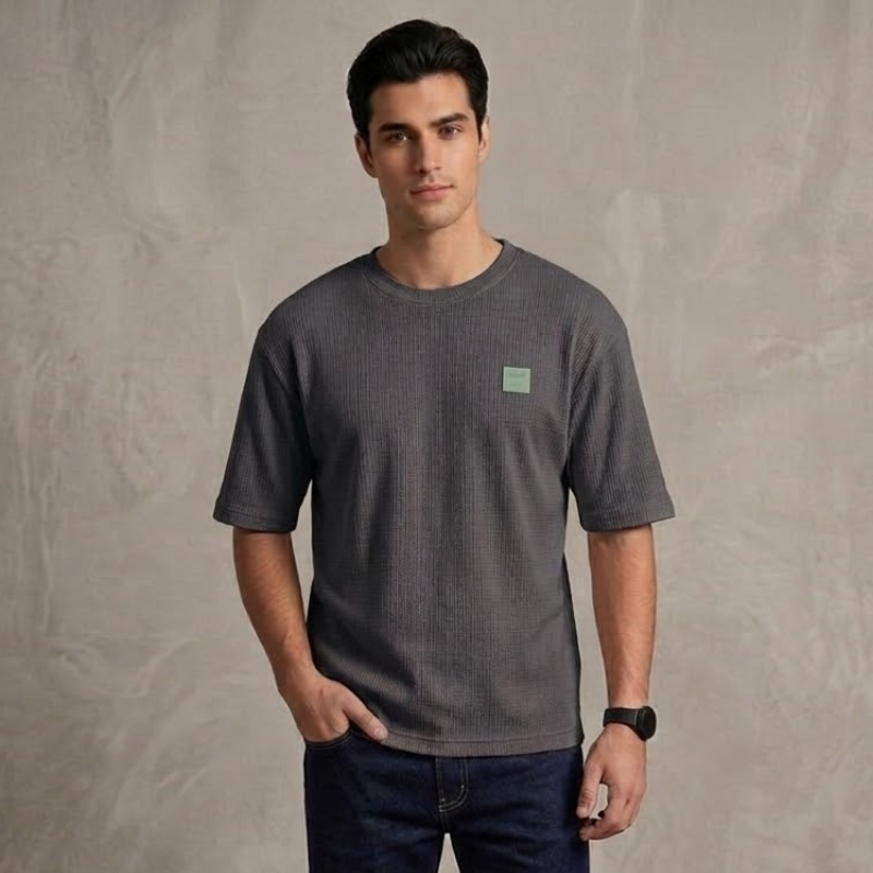 Waffle Drop Shoulder - Black