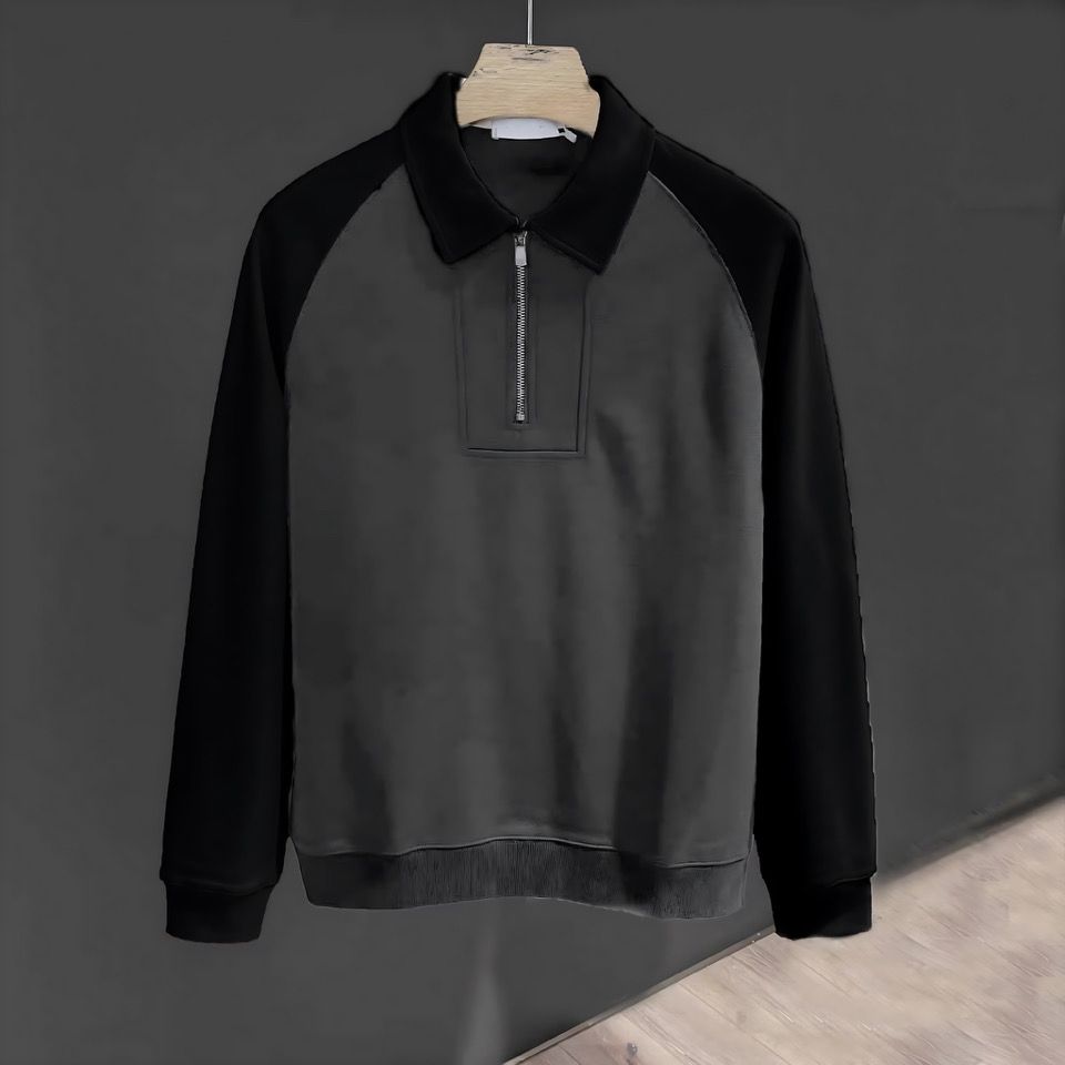 Raglan Sleeve Zip Sweatshirt Black