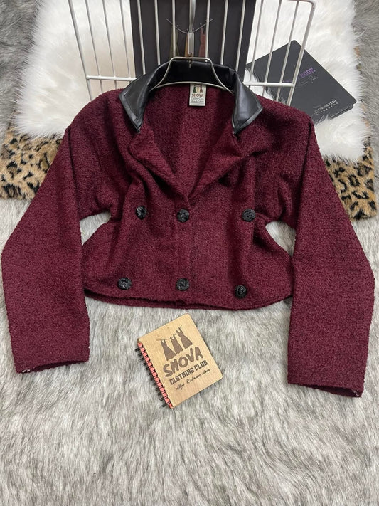 Double-Button Mini Blazer Maroon