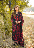ANEELAS DREAMY BLACK RED LAWN EMBROIDERED WITH CHIFFON DUPPATA