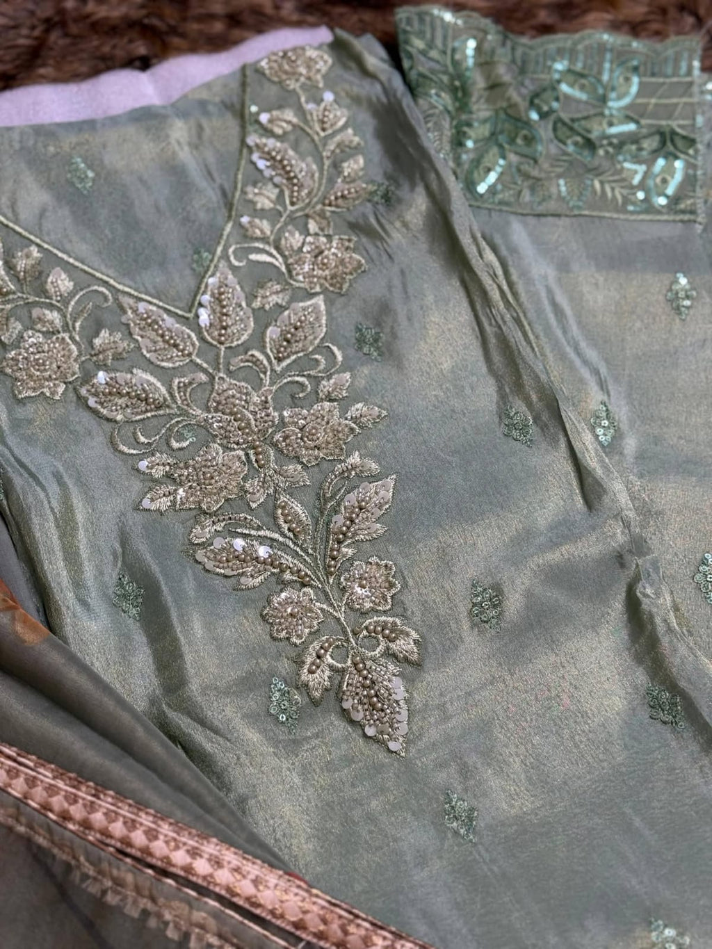 Shimmery Silk 3-Piece with Organza Dupatta
