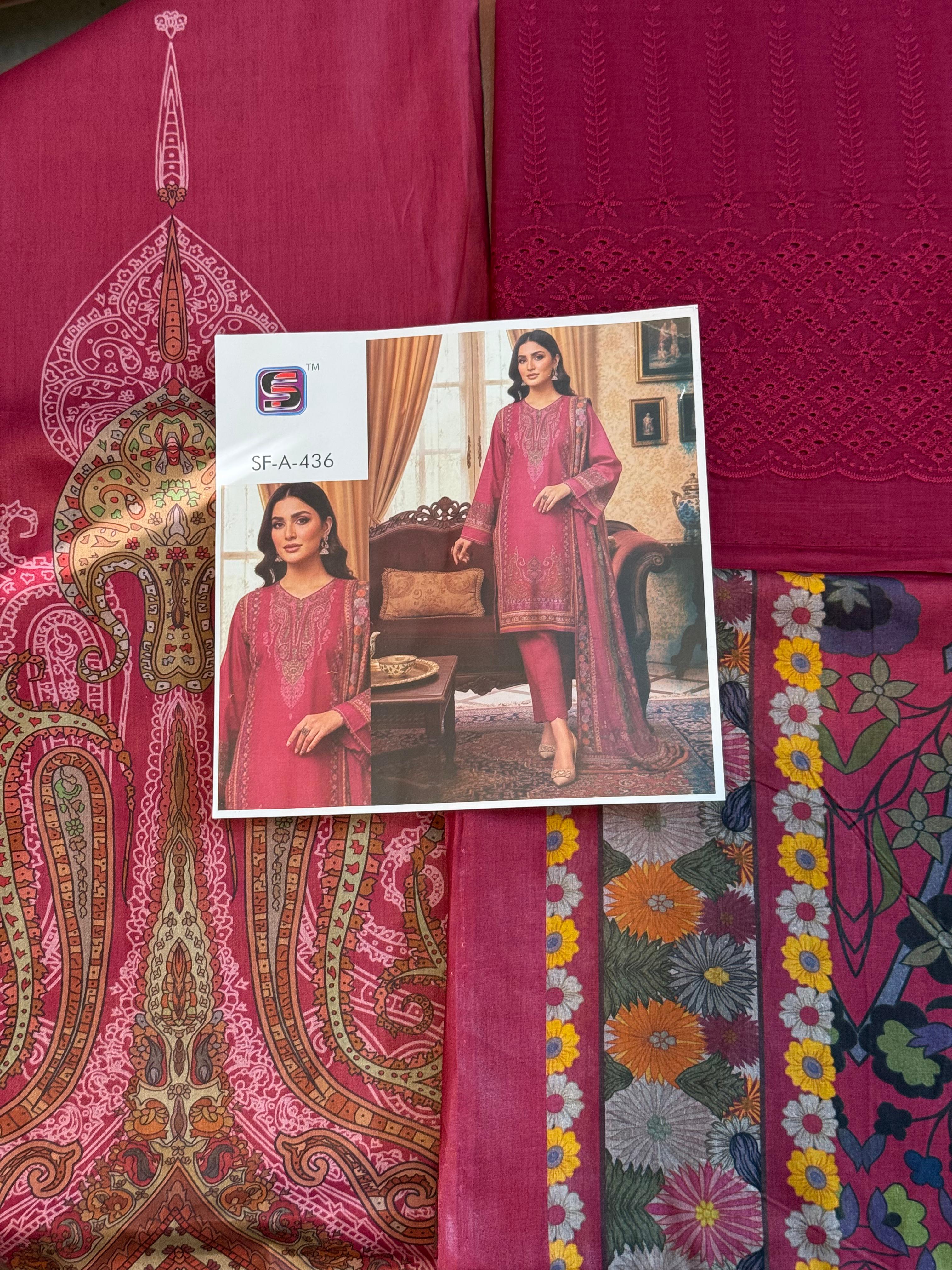 Premium Cotton Printed & Chikankari 3-Piece