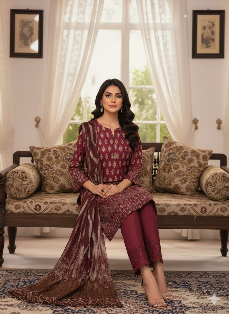Premium Cotton – Unstitched 3-Piece